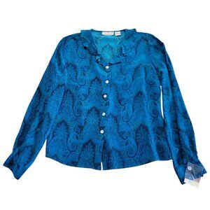 Vintage 100% Silk New York City Design Co Woman’s Blouse Size M‎ NEW